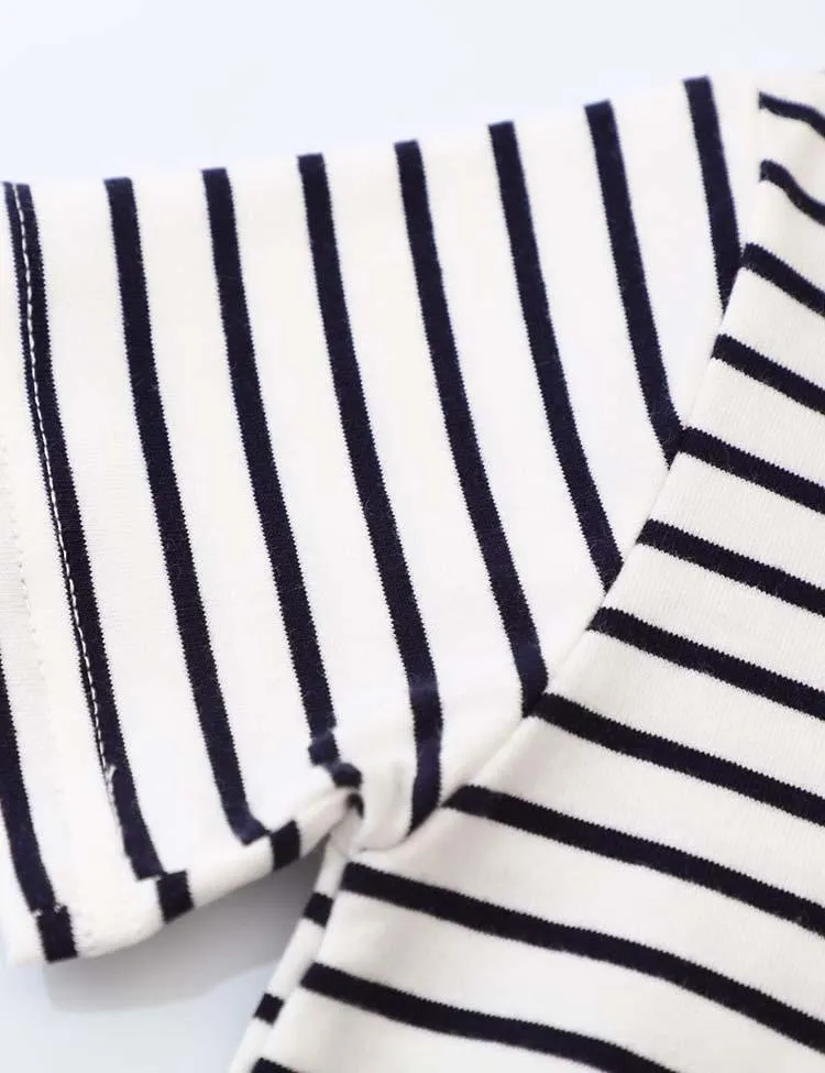 Flower Appliqué Striped T-shirt - Image 4