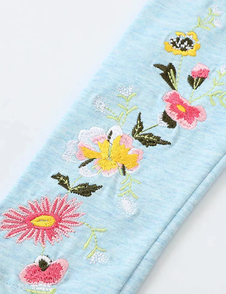 Flower Embroidered Leggings - Image 2