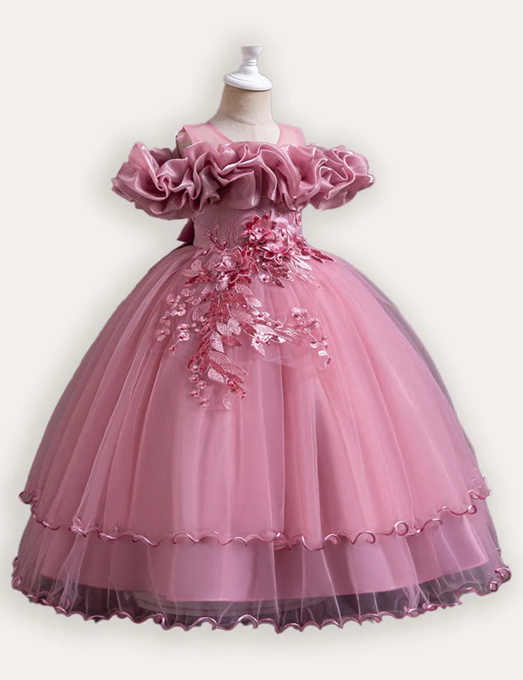 Flower Embroidered Long Princess Dress - Image 11