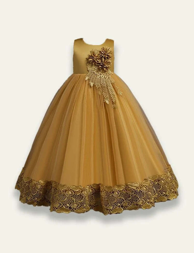 Flower Flat Tail Long Tail Party Dress