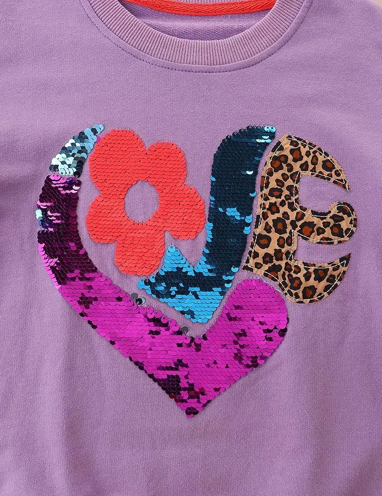 Flower Leopard Sequins Sweatshirt - Image 2
