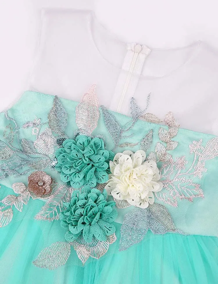Flower Mesh Party Dress - Image 4