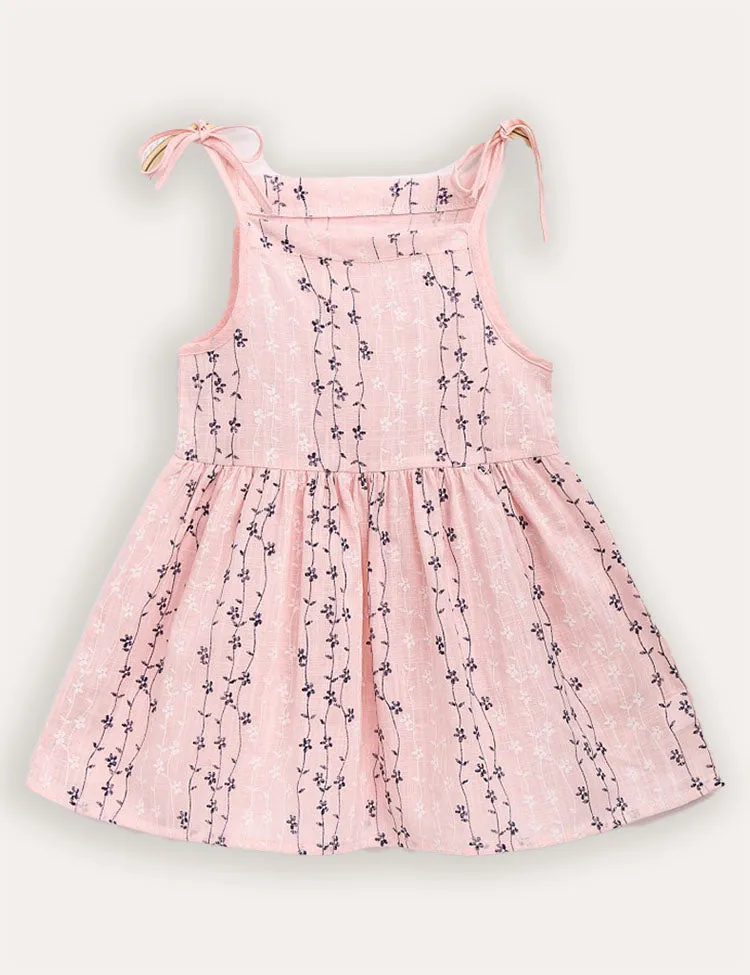 Flower Print Striped Suspender Dress - Image 4