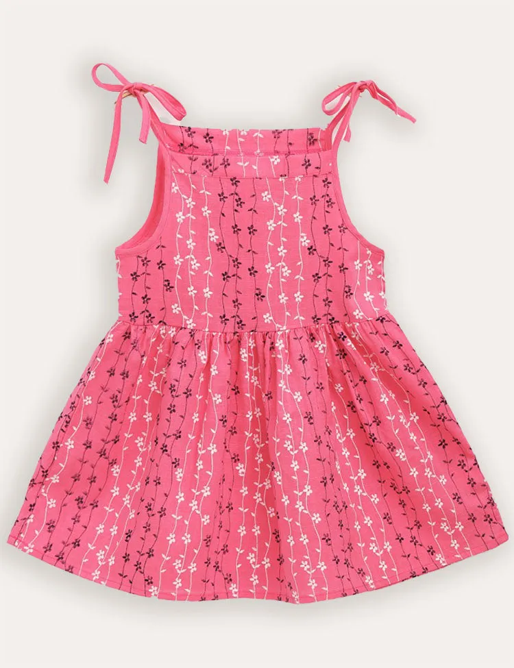 Flower Print Striped Suspender Dress - Image 5