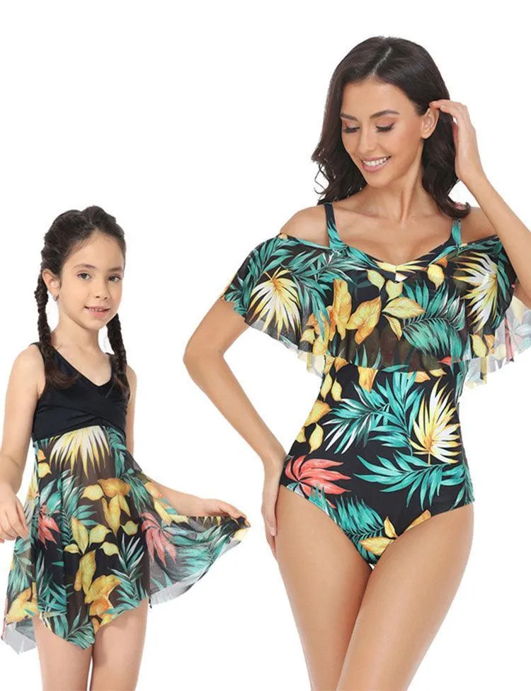 Flower Printed Tulle Family Matching Swim Suit - Image 2