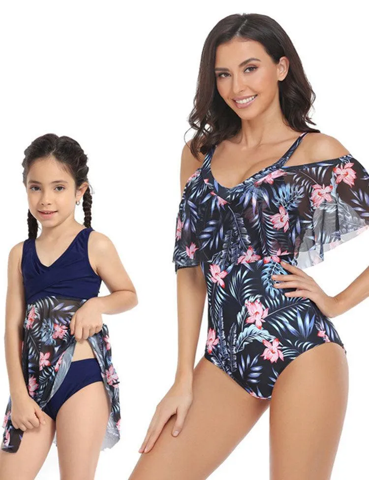 Flower Printed Tulle Family Matching Swim Suit - Image 3