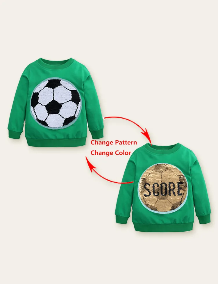 Funny Sequined Football Variable Pattern Sweatshirt - Image 3