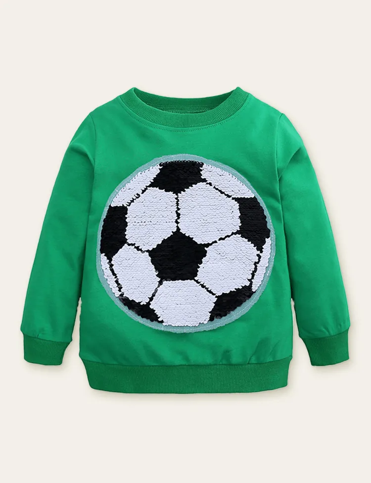 Funny Sequined Football Variable Pattern Sweatshirt - Image 4