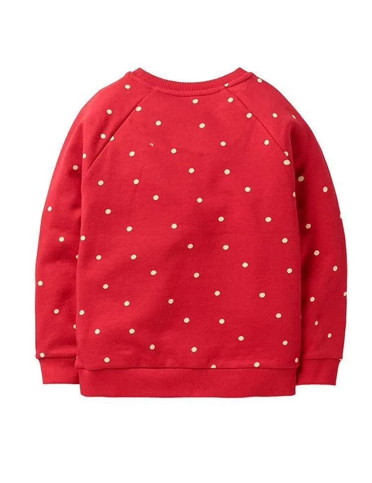 Plush Snowman Appliqué Dot Sweatshirt - Image 4