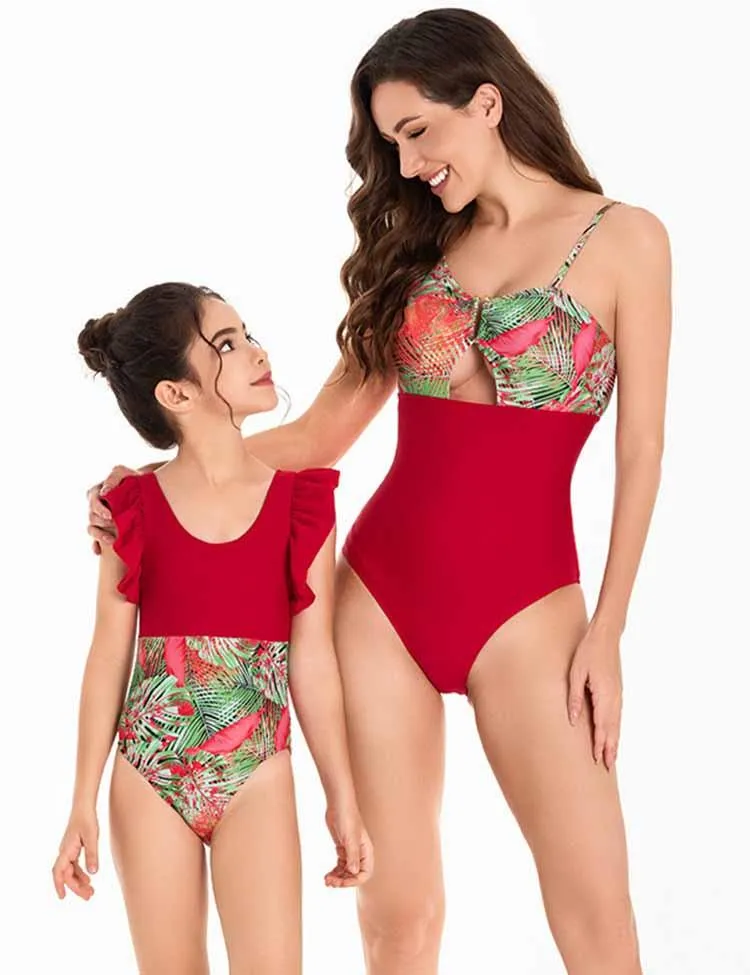 High Waist Floral Family Matching Swim Suit - Image 2