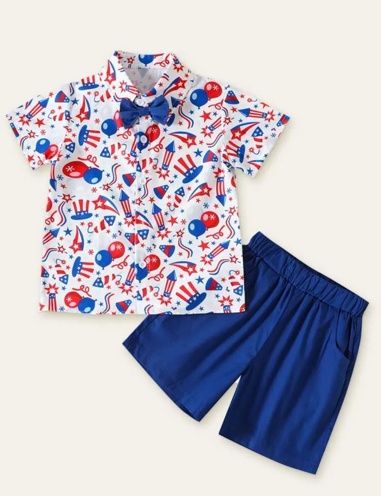 Independence Day Bow Cute Printed Set - Image 3