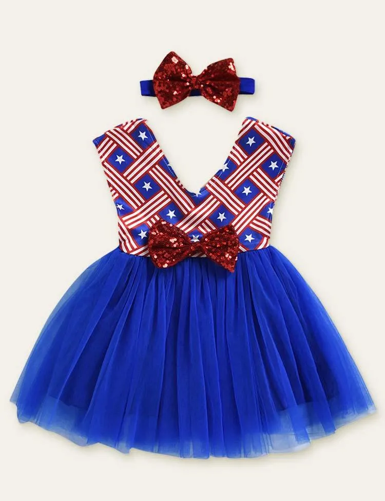 Independence Day Bow Mesh Dress - Image 6