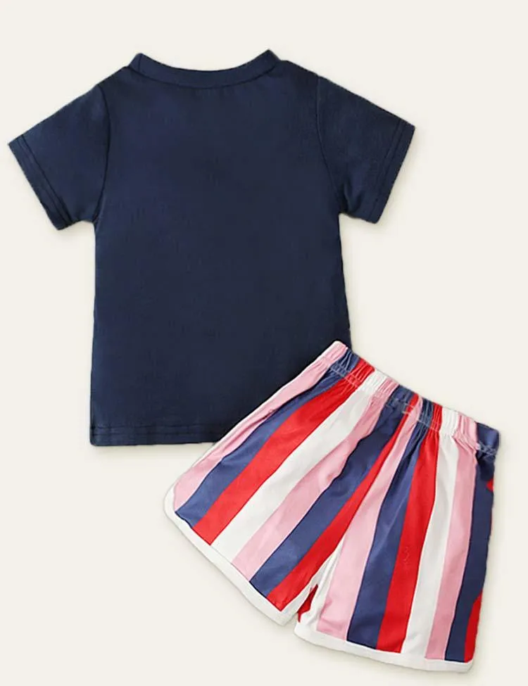 Independence Day Letter Printed Striped Set - Image 2