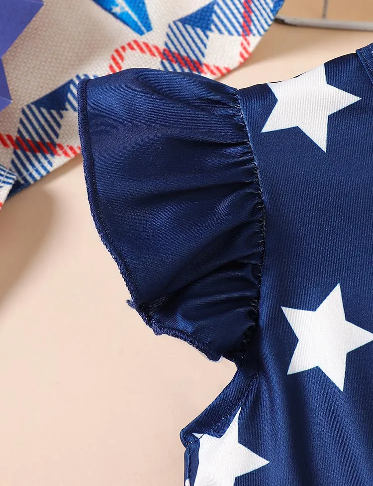 Independence Day Star Striped Bow Sleeveless Dress - Image 3