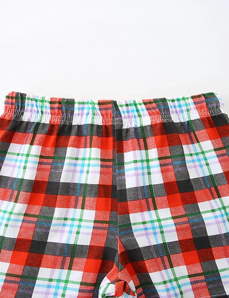 Ladybug Plaid Embroidered T-Shirt and Shorts Set - Image 4