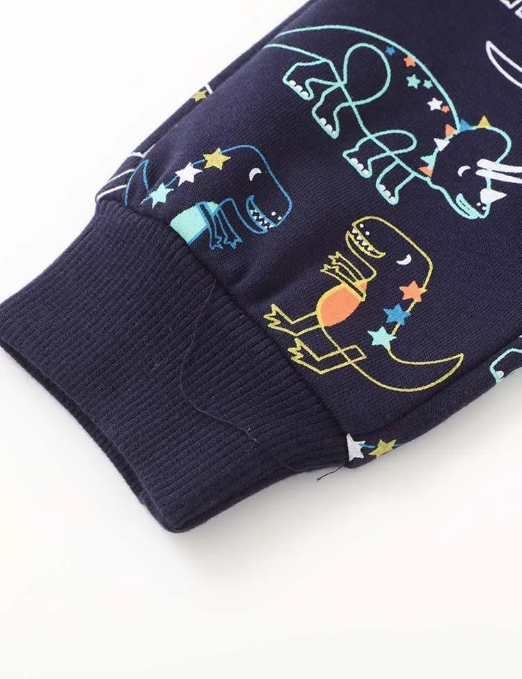 Line Printed Dinosaur Cartoon Casual Trousers - Image 2