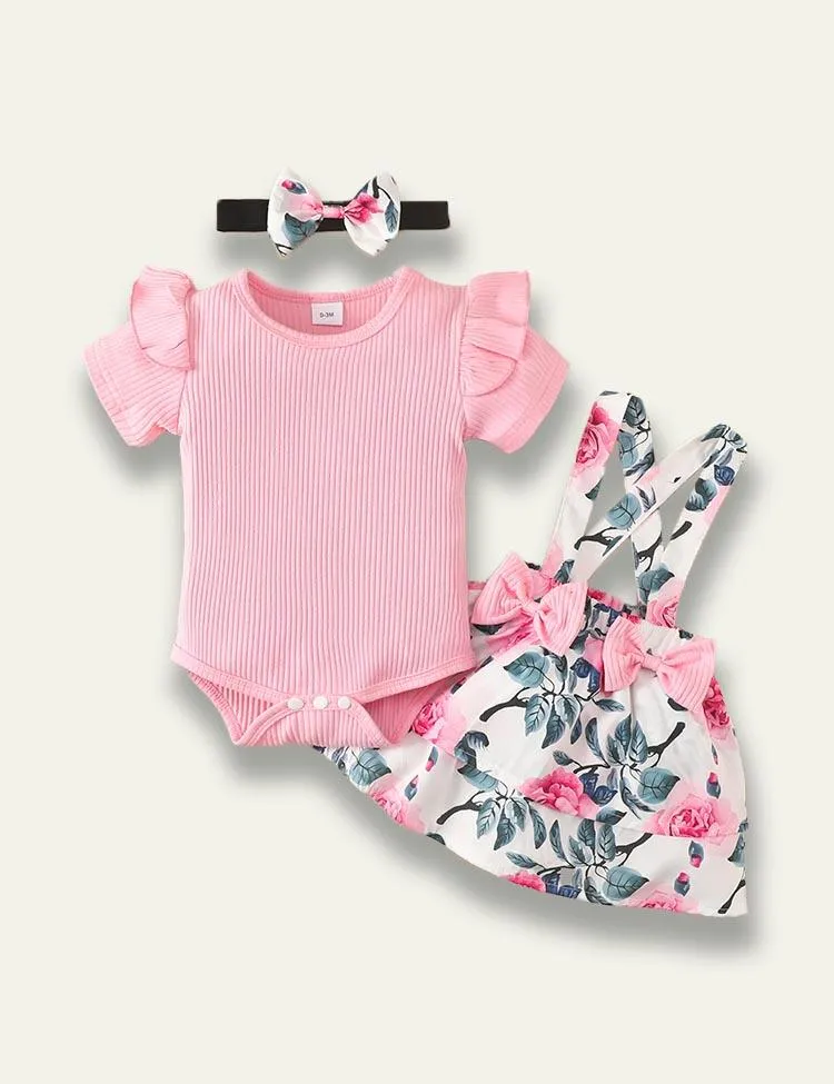 Long Sleeve Romper+Plant Fox Printed Bow Strap Dress - Image 10