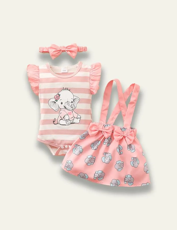 Long Sleeve Romper+Plant Fox Printed Bow Strap Dress - Image 16