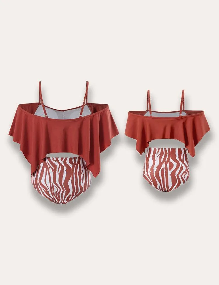 Lotus Pleated Striped Family Matching Swim Suit - Image 3