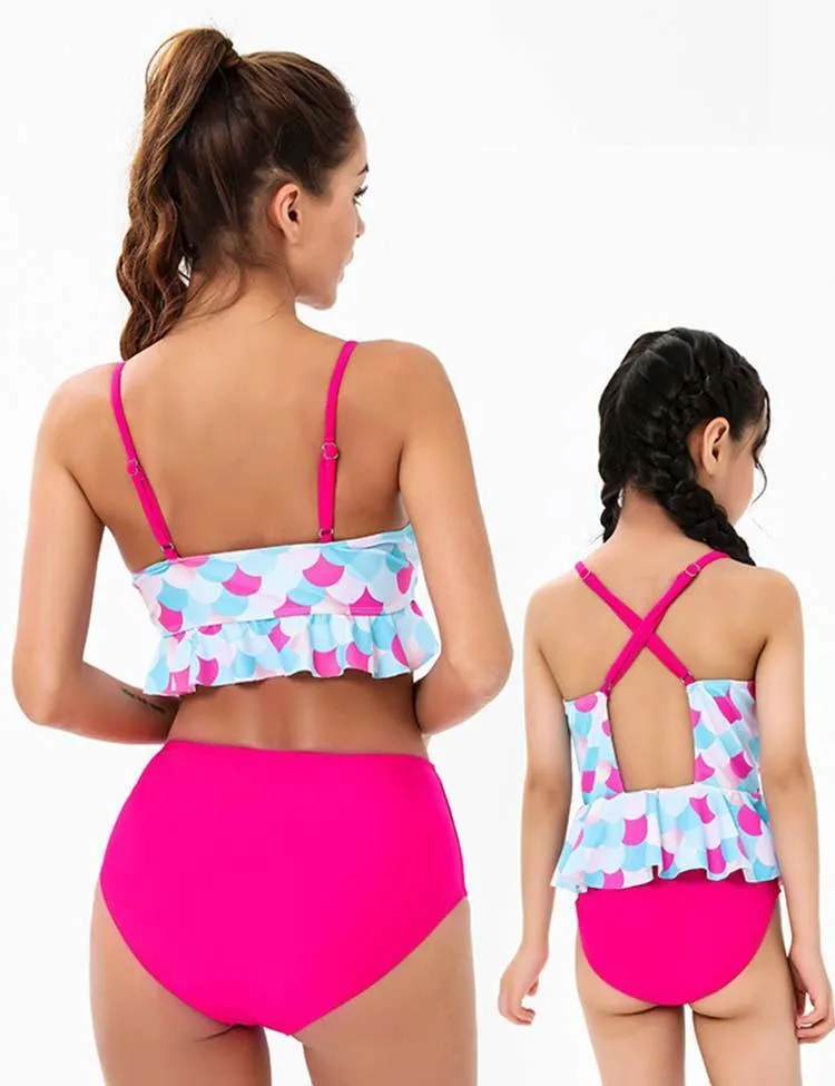 Mermaid Bow High Waisted Family Matching Swim Suit - Image 2
