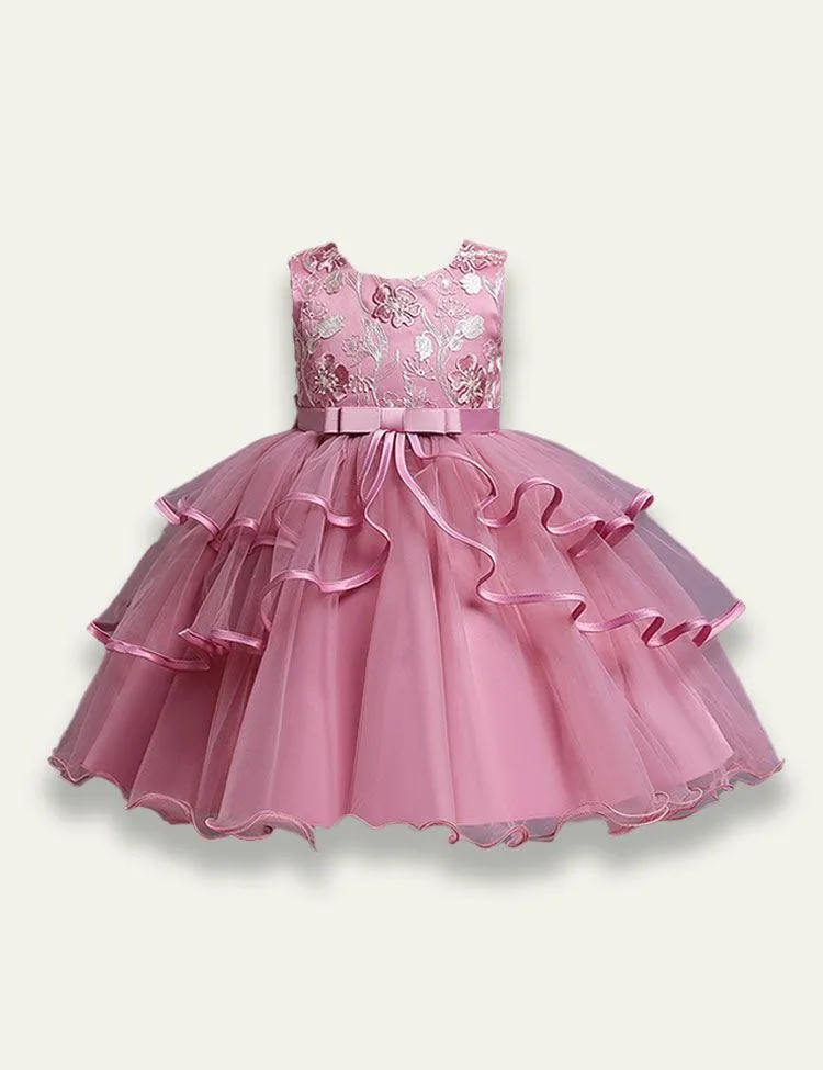 Mesh Embroidery Party Dress - Image 4