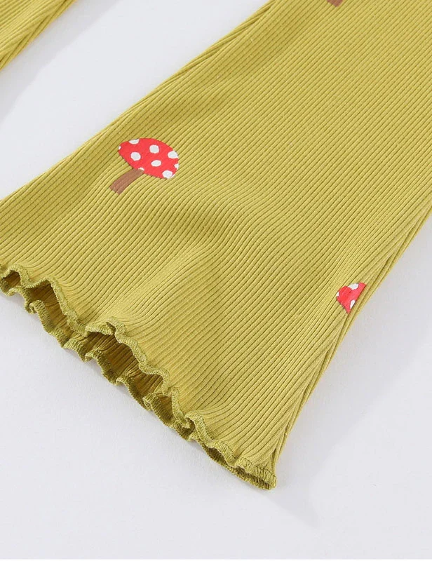 Mushroom Print Flared Leggings - Image 4