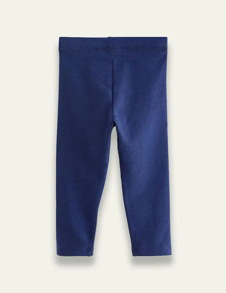 Navy Blue Flower Bee Embellished Leggings - Image 2