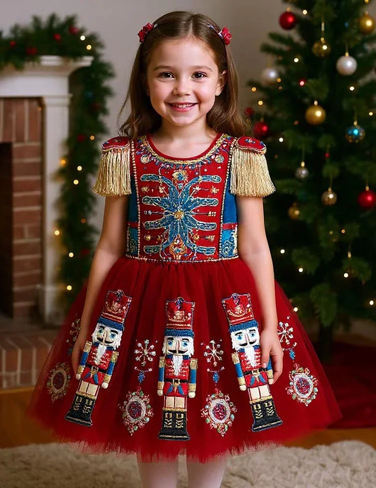 Clearance Sale - Nutcrackers Velour Tulle Appliqué Dress - Image 2