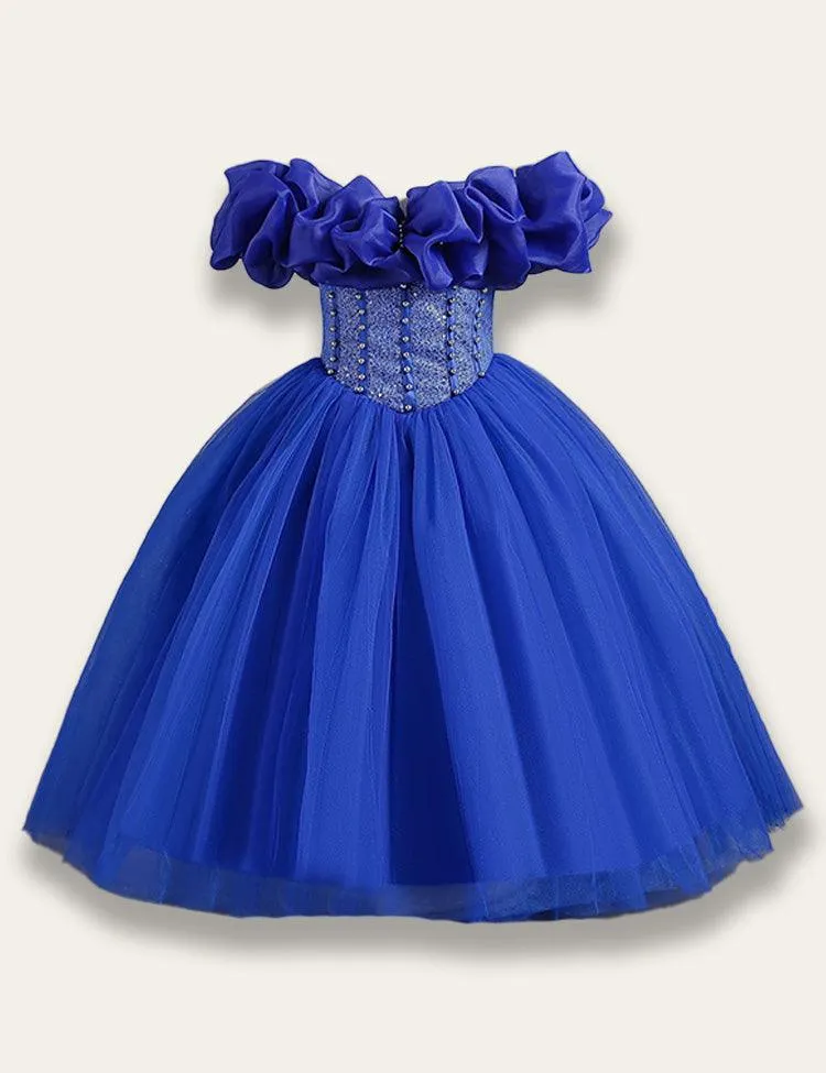 One-shoulder Tulle Princess Party Dress - Image 5