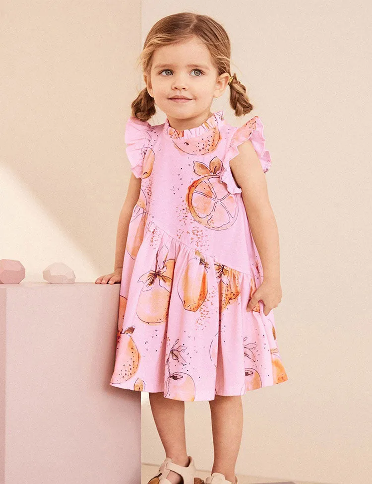 Orange Printed Ruffled Dress - Image 2