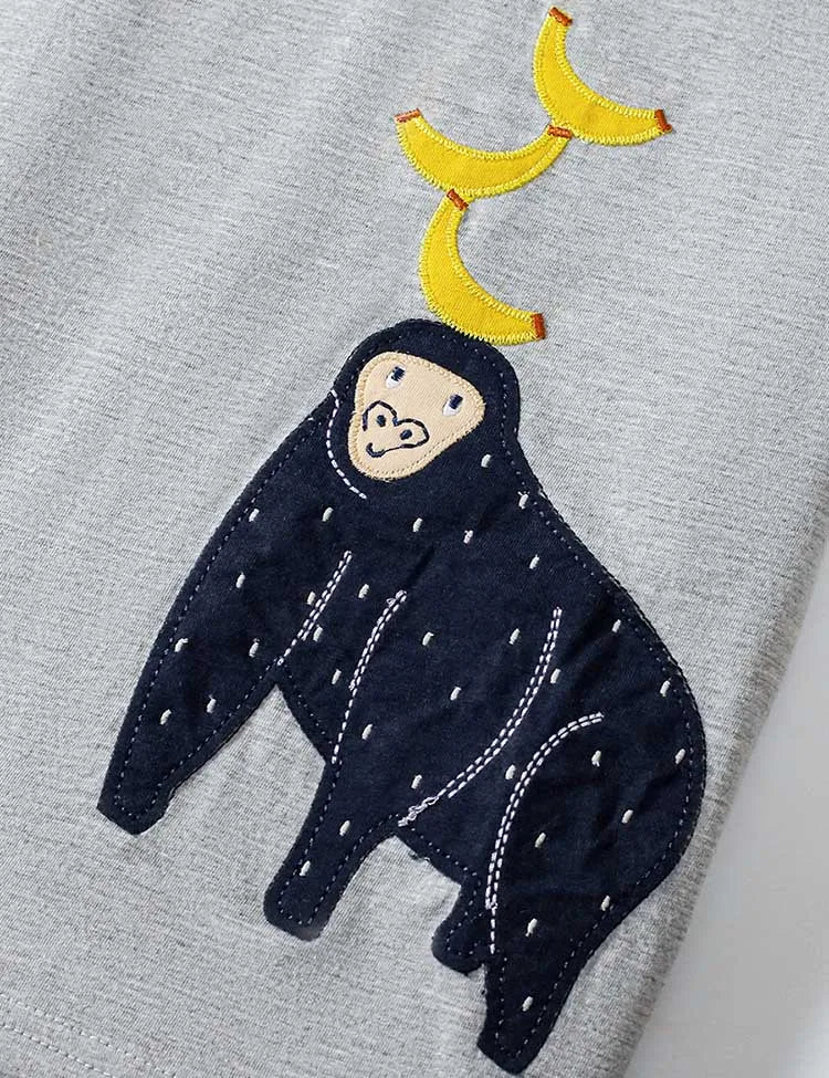 Orangutan Applique Short T-Shirt and Printed Shorts Set - Image 2