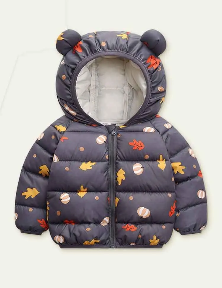 Pattern Print Cotton-Padded Jacket