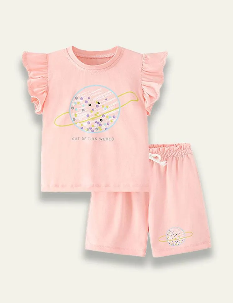 Planet Printed Flying Sleeve Set