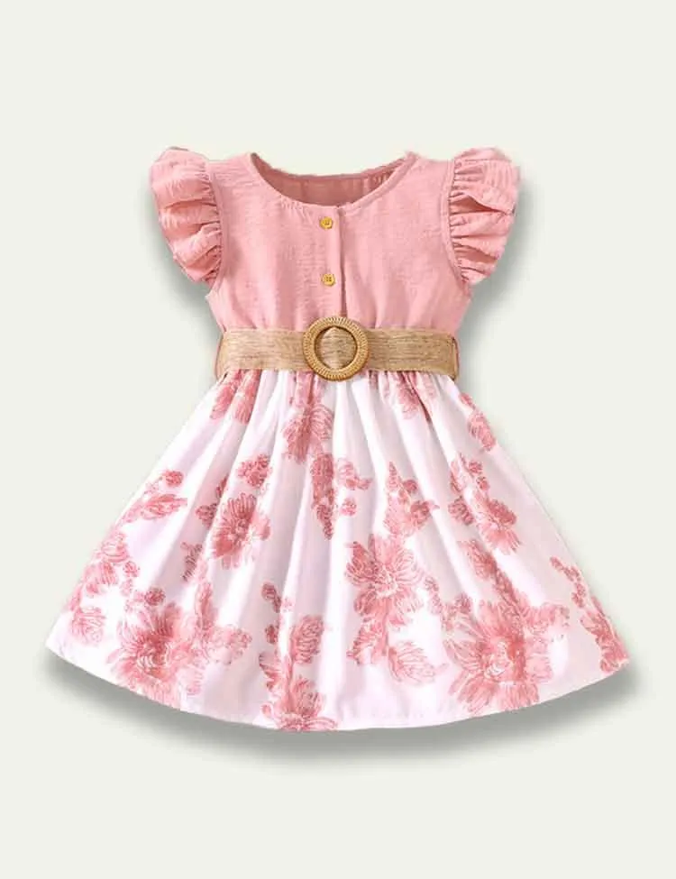 Pleated Sleeveless Flower Printed Dress - Image 2
