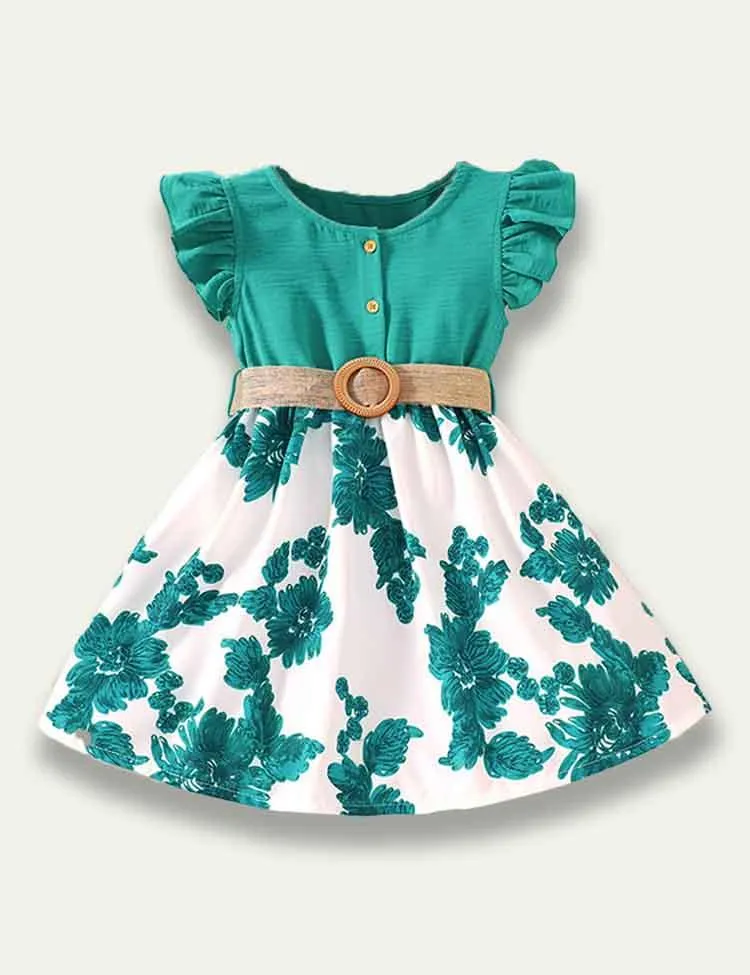 Pleated Sleeveless Flower Printed Dress - Image 3