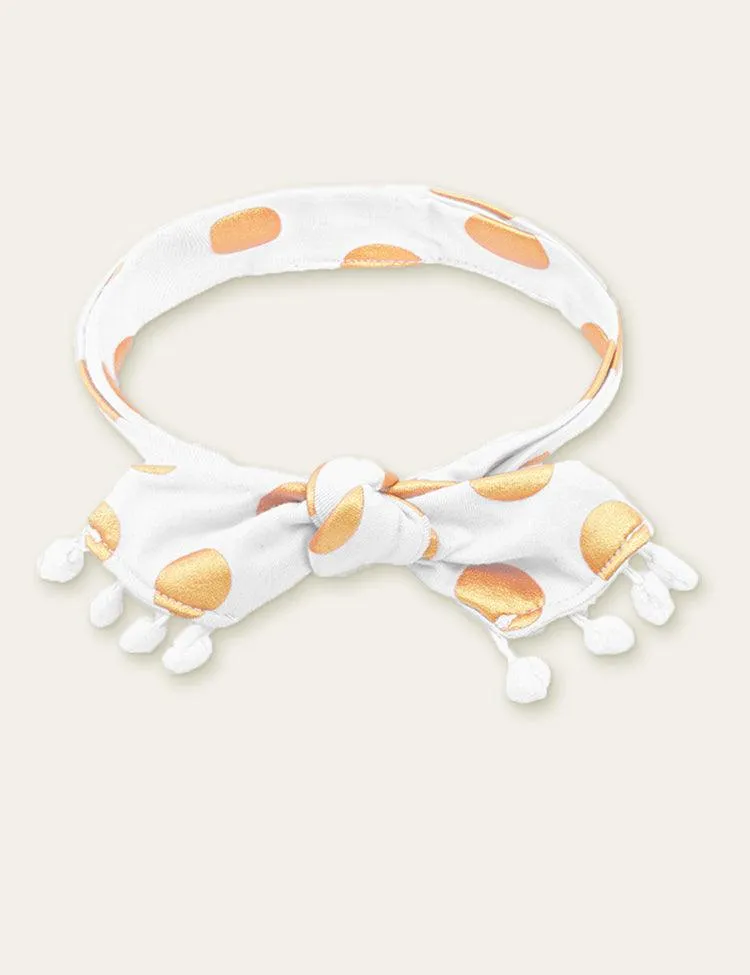 Polka Dot Printed Fur Ball Baby Hair Band - Image 4