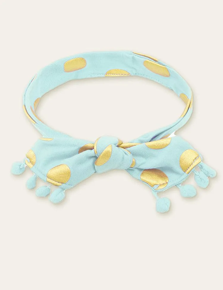 Polka Dot Printed Fur Ball Baby Hair Band - Image 7