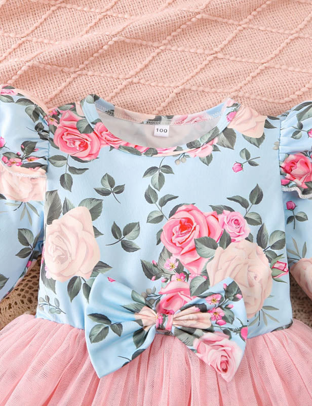 Printed Long Sleeve Bow Dress - Image 3