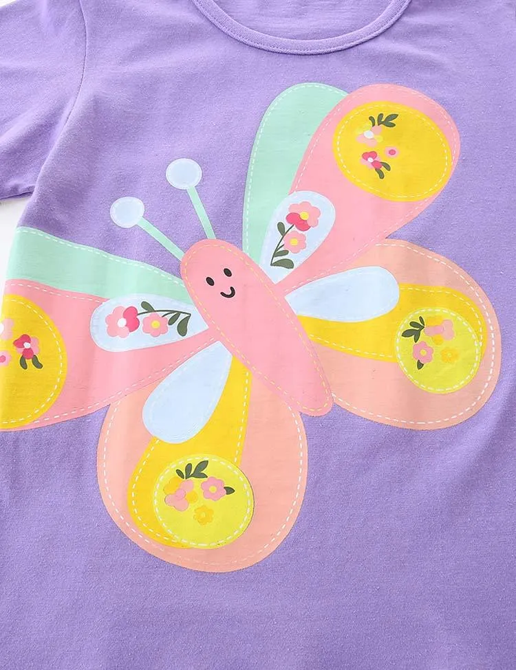 Purple Butterfly Print T-shirt - Image 2