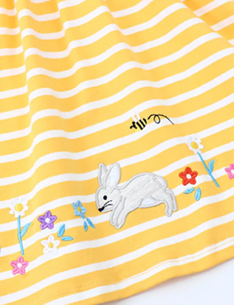 Rabbit Appliqué Striped Dress - Image 3
