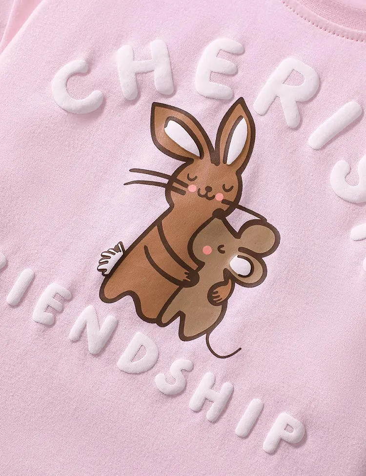 Rabbit Mouse Printed Cotton T-shirt Set - Image 3