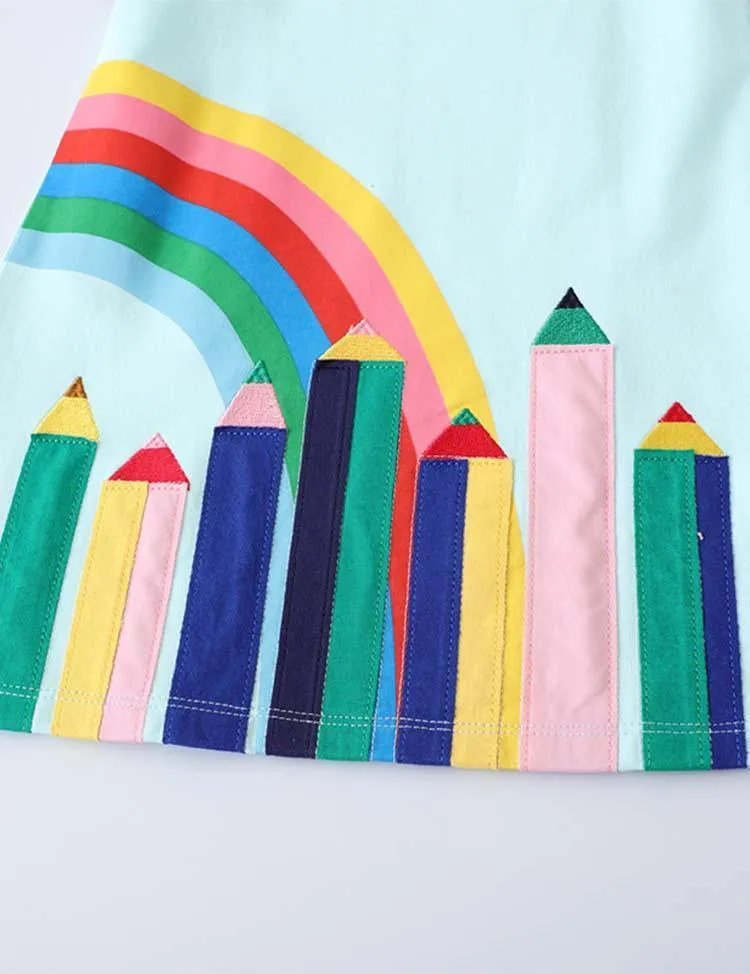 Rainbow Pencil Appliqué Dress - Image 3