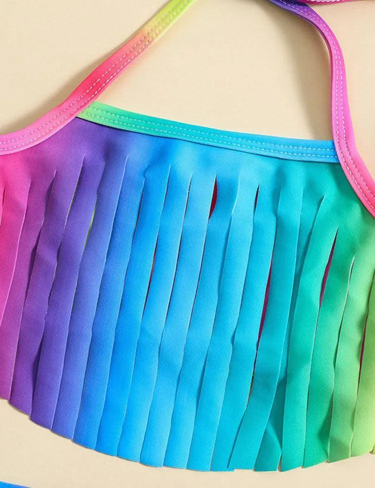 Rainbow Tassel Split Swimsuit - Image 2