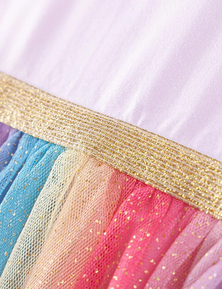 Rainbow Unicorn Appliqué Tulle Dress - Image 3