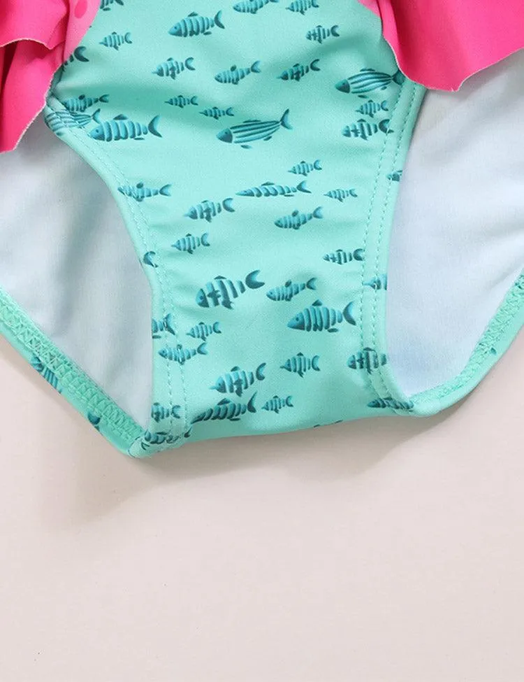 Ruffled Flamingo Print Swimsuit - Image 3