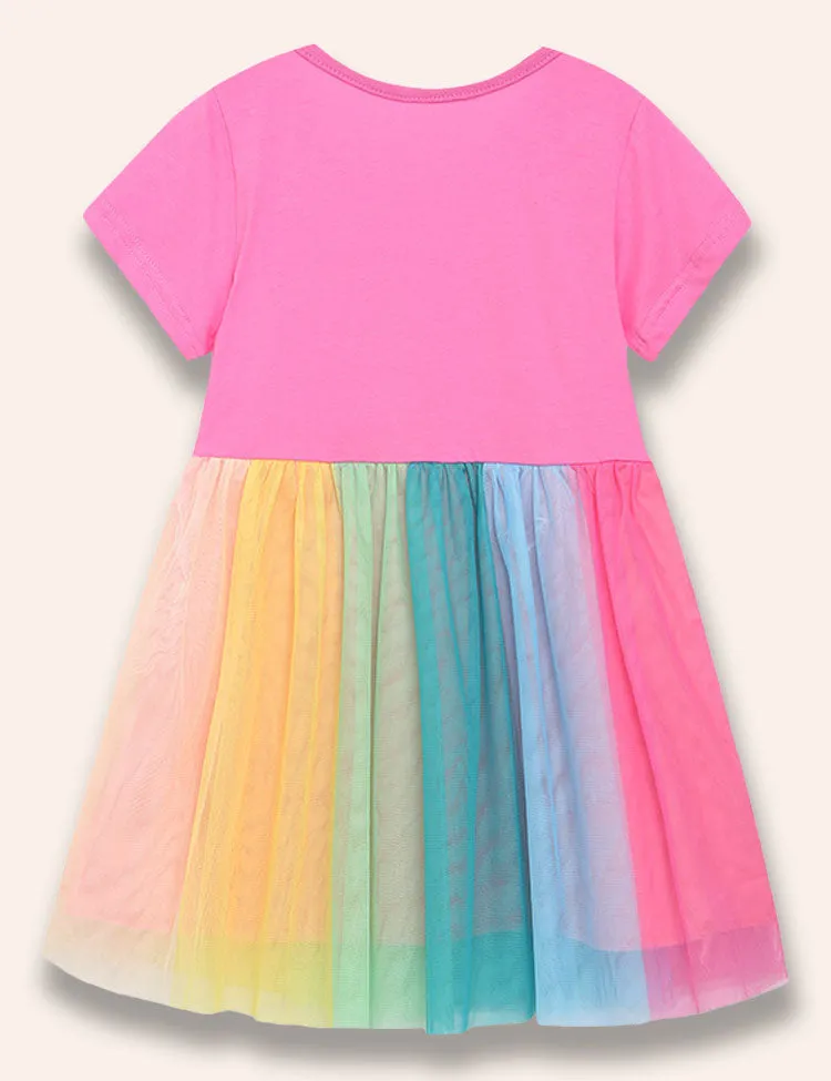 Shining Butterfly Printed Rainbow Tulle Dress - Image 2