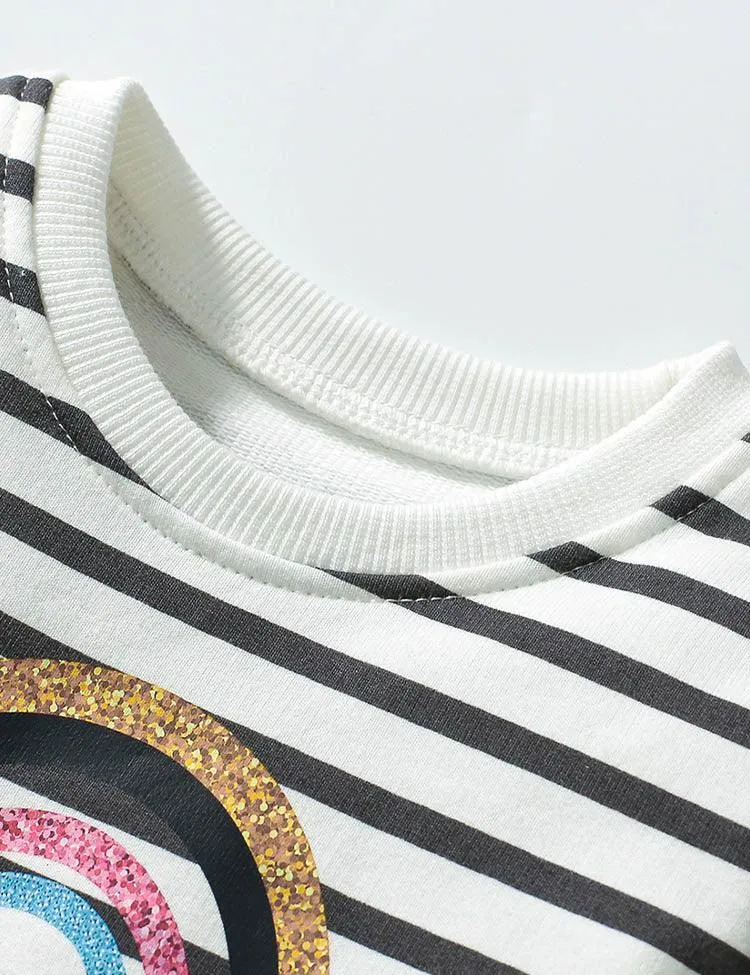 Shining Rainbow Long Sleeve Striped Tulle Dress - Image 4