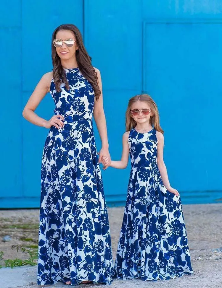 Porcelain Printed Long High Waist Family Matching Dress - Image 4
