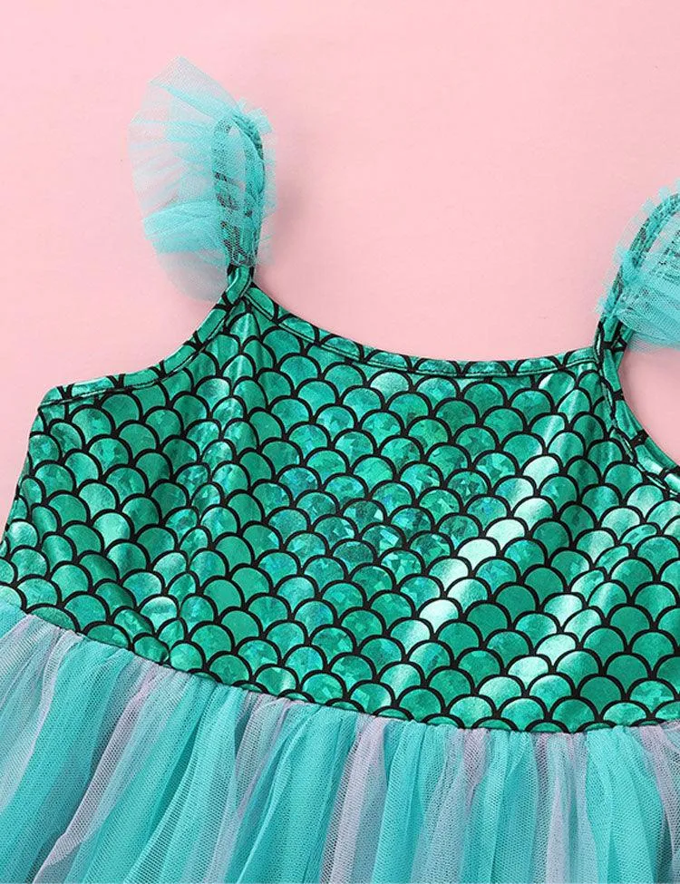 Sleeveless Mermaid Fish Scale Gauze Dress - Image 2