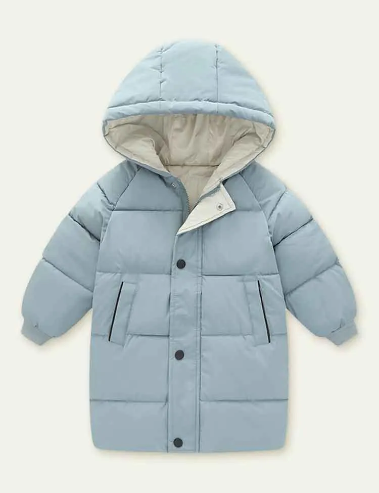 Solid Color Mid-Length down Jacket